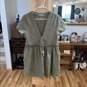 Hazel Green Striped Mini Dress